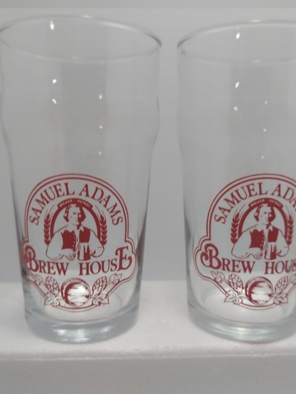 Sam Adams Brew House Red Logo Pint Glass - Set of 2 Very Rare